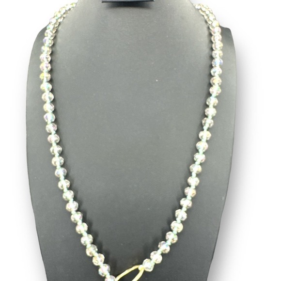 Plunder Beaded Necklace Iridescent Beads Knotted Toggle Clasps Pendant Goldtone - Picture 3 of 7